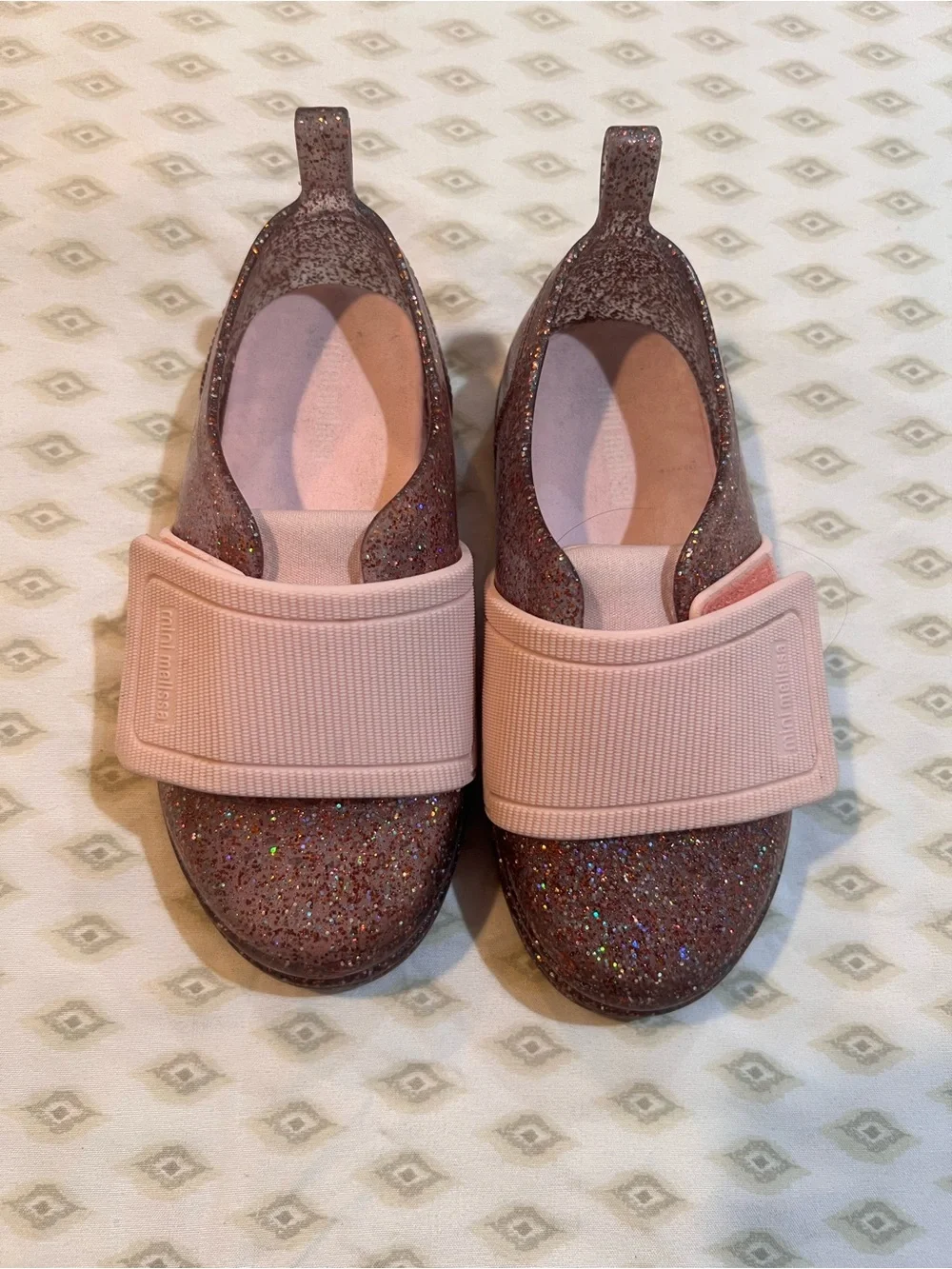 Mini Melissa Glitter Slip-On Shoes with Blush Strap